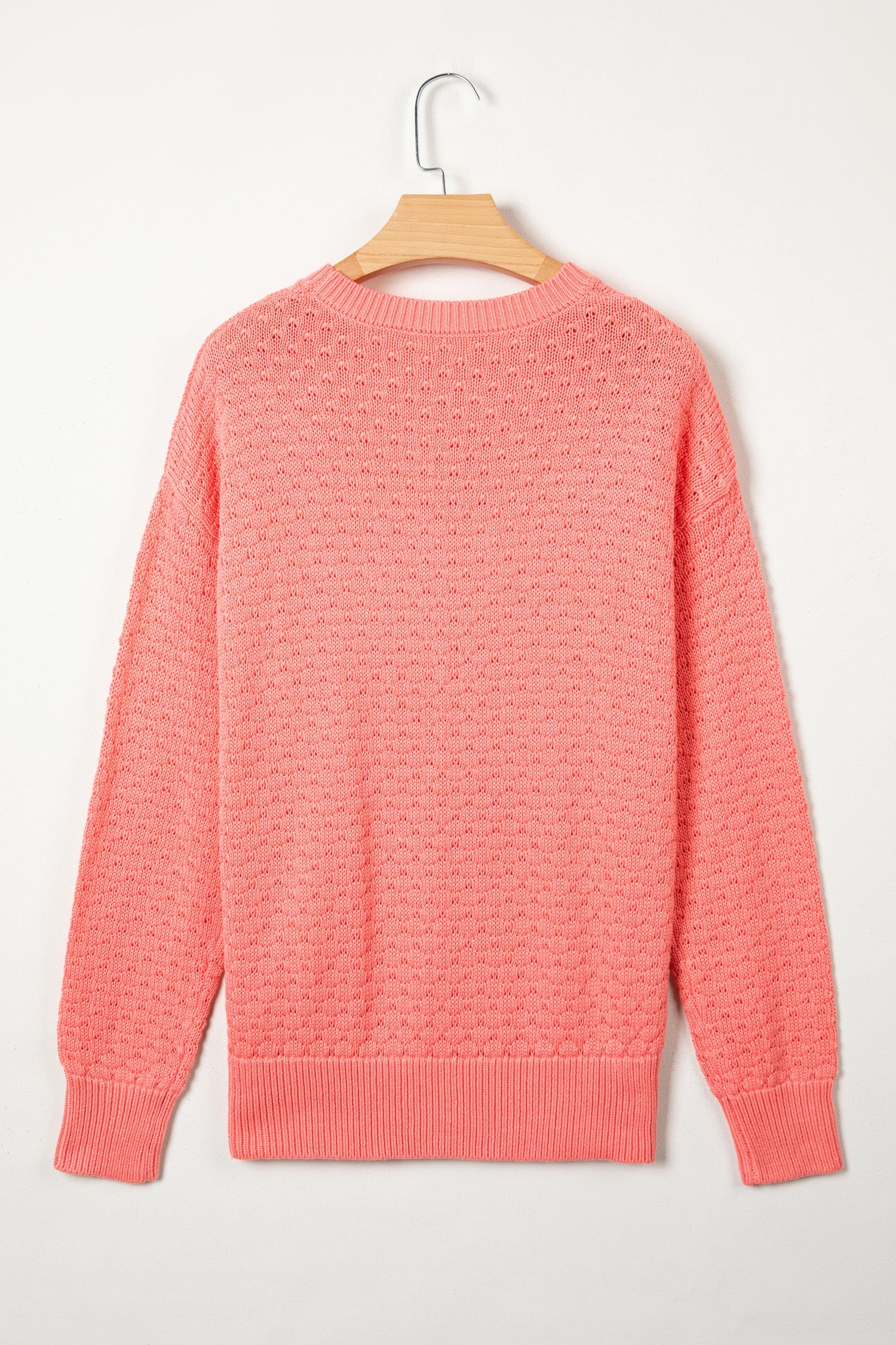 Ribbed Knit Drop Shoulder Long Sleeve Sweater