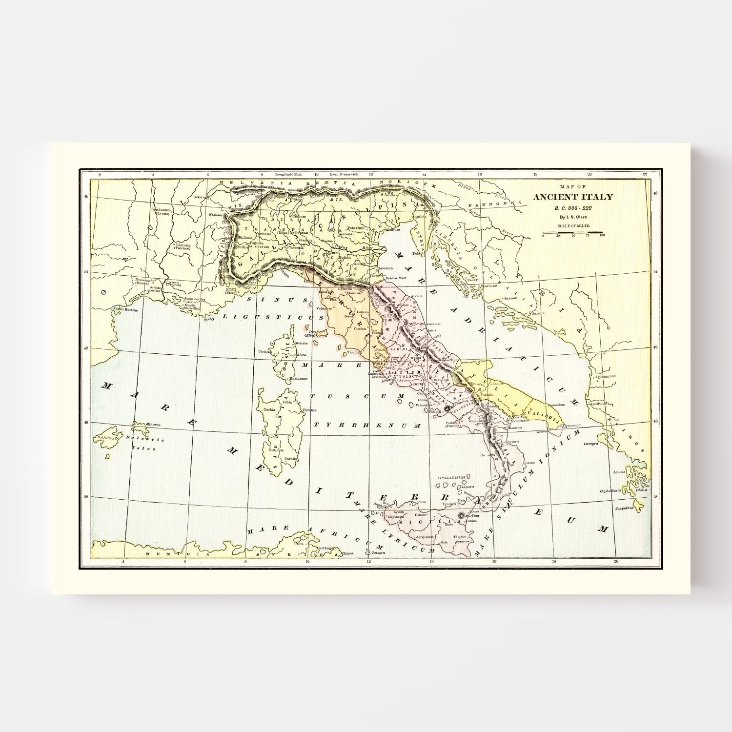 Vintage Map of Ancient Italy 1901