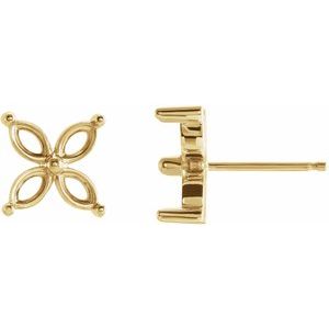 14K Yellow Gold 5x3 mm Marquise Earring Mounting