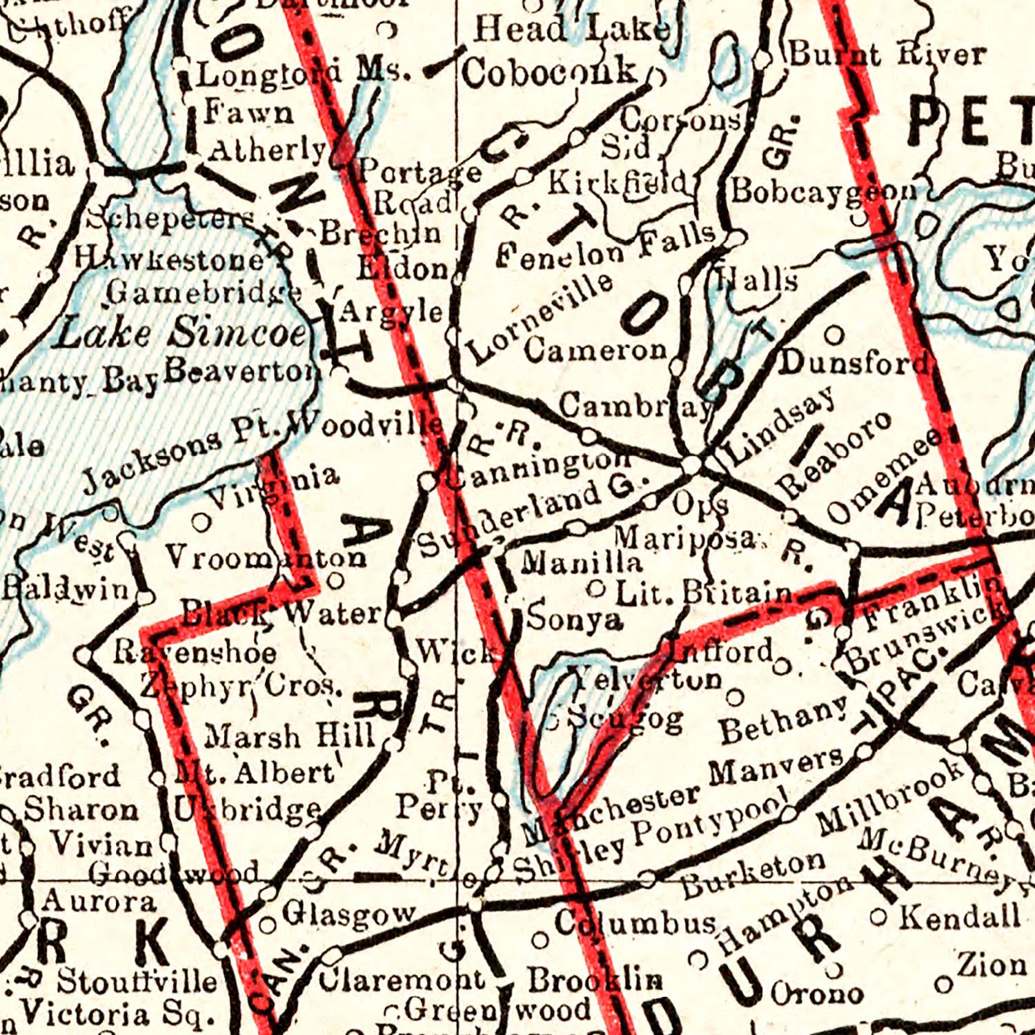Vintage Map of Ontario, Canada 1893