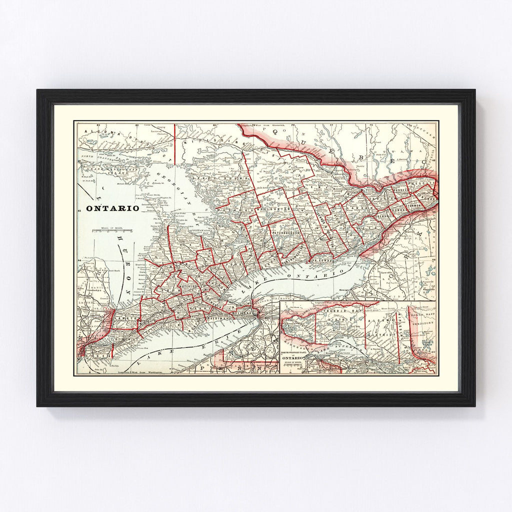 Vintage Map of Ontario, Canada 1893