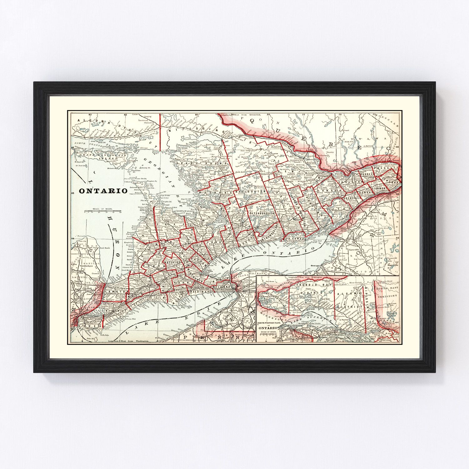 Vintage Map of Ontario, Canada 1893