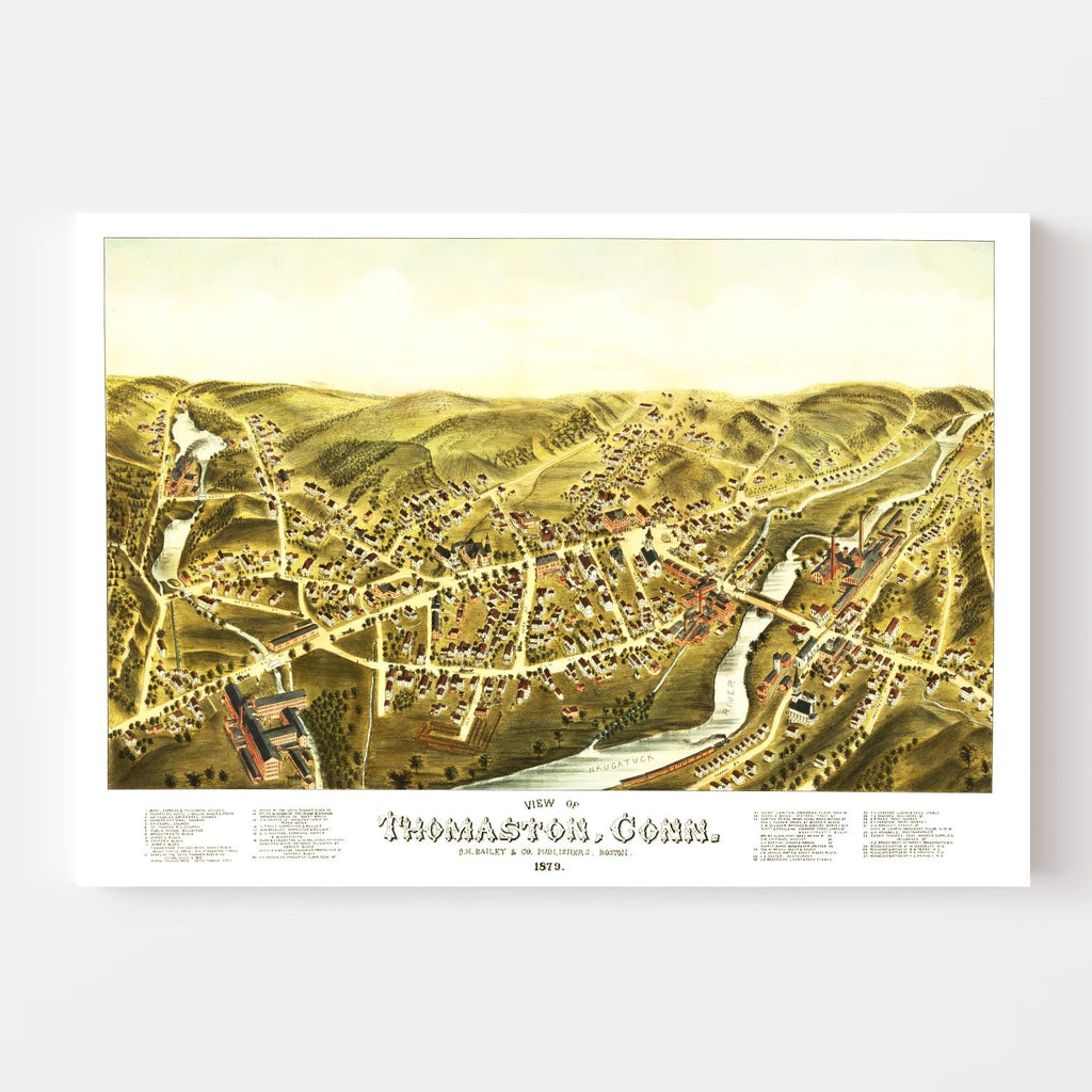 Vintage Map of Thomaston, Connecticut 1879