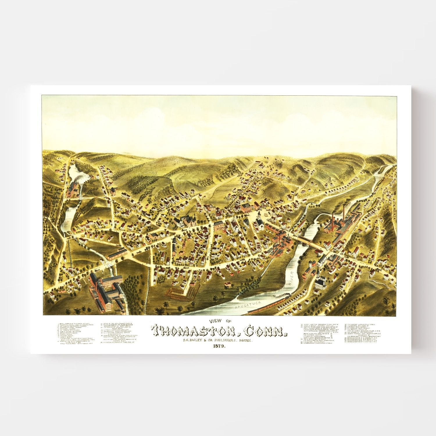 Vintage Map of Thomaston, Connecticut 1879