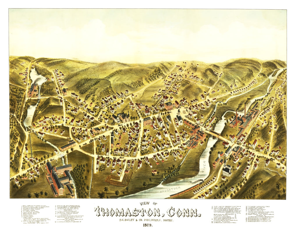 Vintage Map of Thomaston, Connecticut 1879