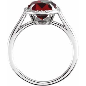 14K White Gold 10x8 mm Natural Mozambique Garnet & .06 CTW Natural Diamond Ring