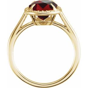 14K Yellow Gold 10x8 mm Natural Mozambique Garnet & .06 CTW Natural Diamond Ring