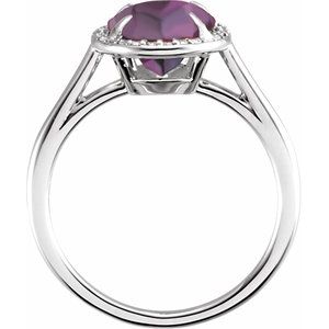 14K White Gold 10x8 mm Lab-Grown Alexandrite & .06 CTW Natural Diamond Ring