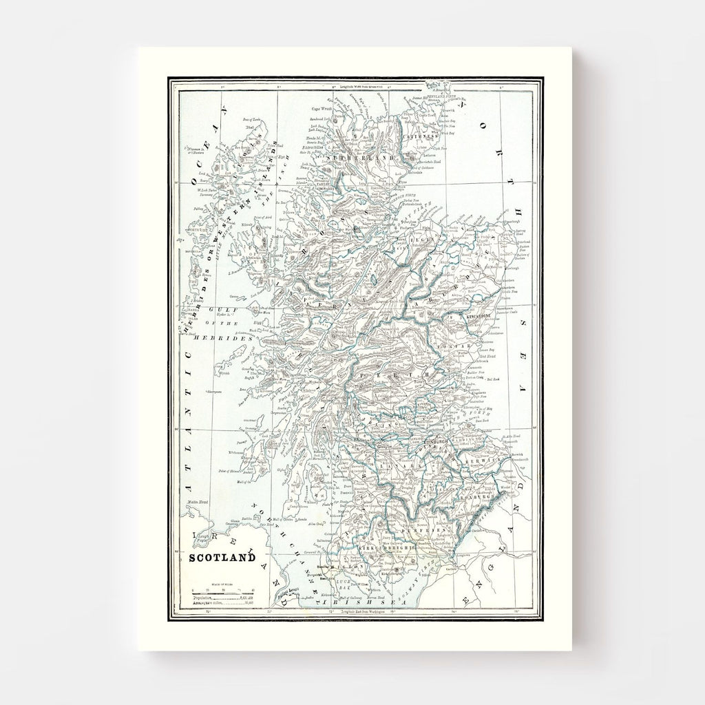 Vintage Map of Scotland 1893