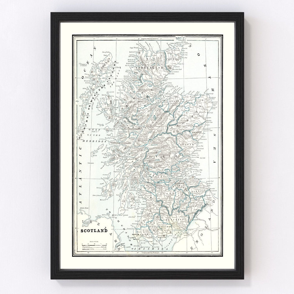 Vintage Map of Scotland 1893
