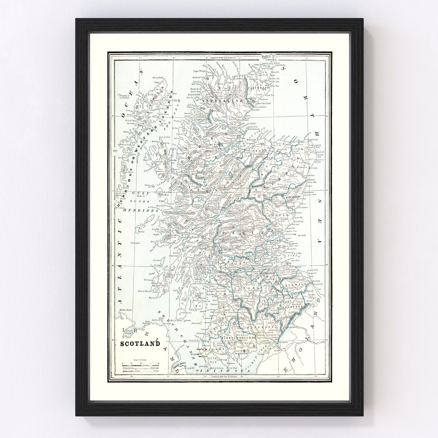 Vintage Map of Scotland 1893