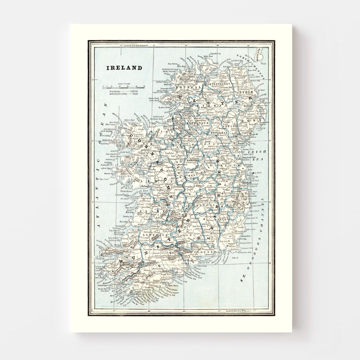 Vintage Map of Ireland 1893