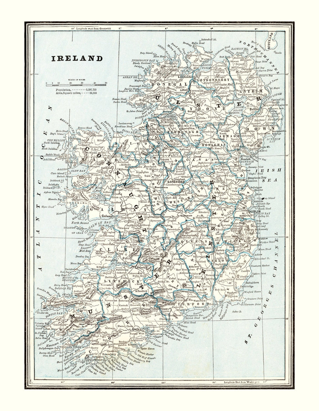 Vintage Map of Ireland 1893