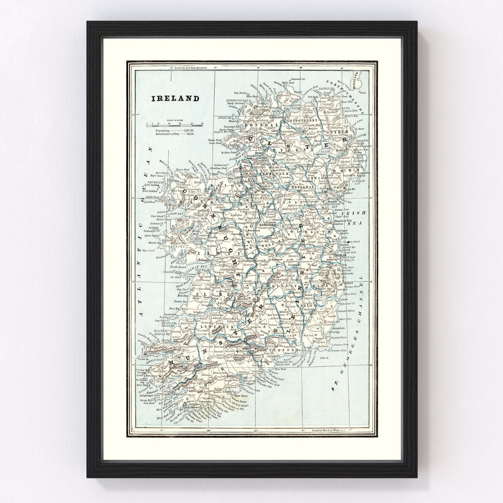 Vintage Map of Ireland 1893