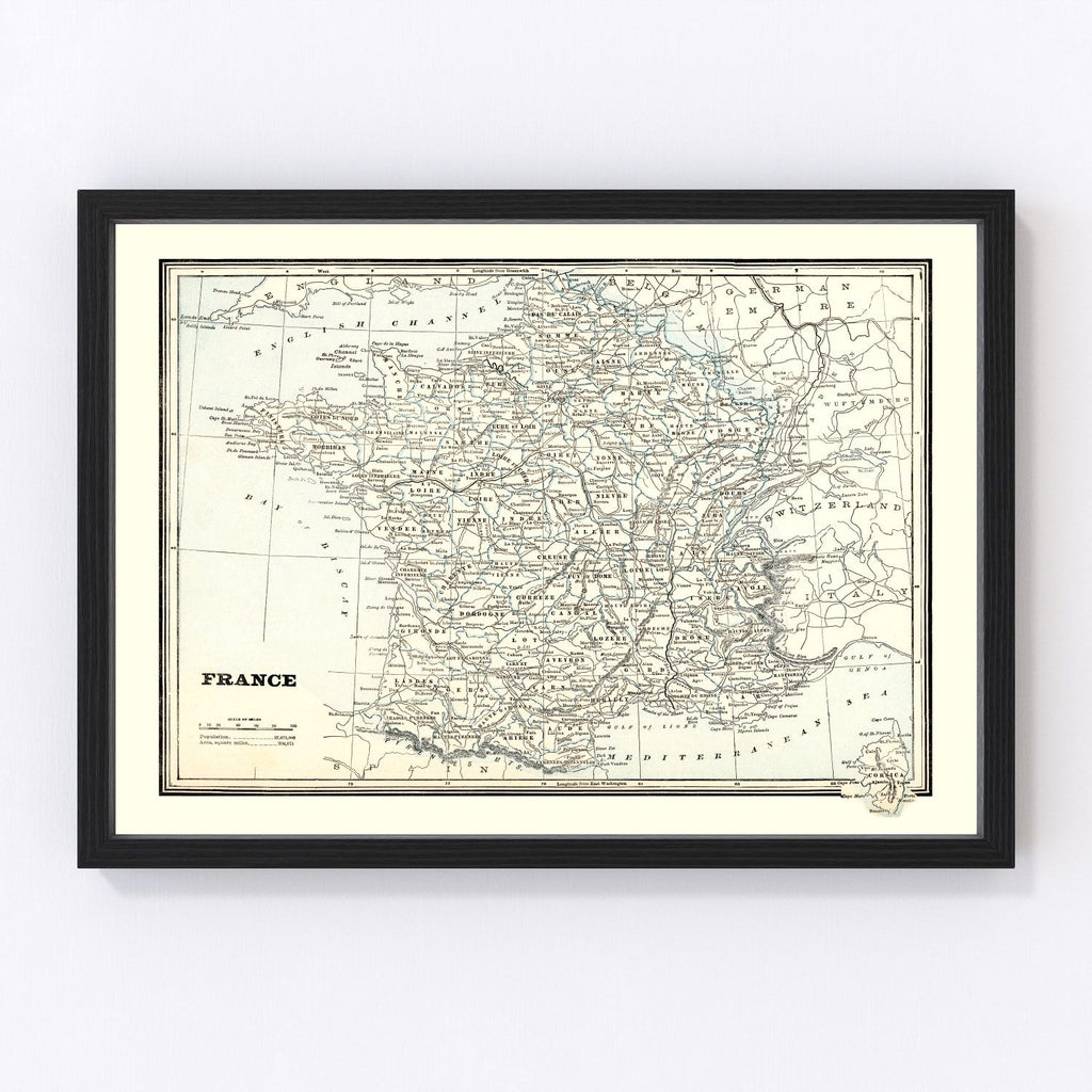 Vintage Map of France 1893