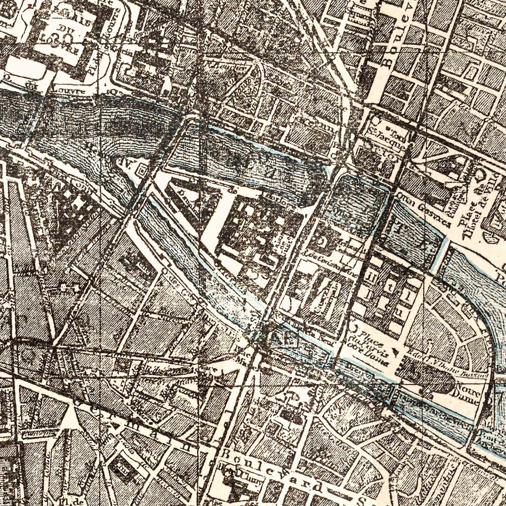 Vintage Map of Paris, France 1893