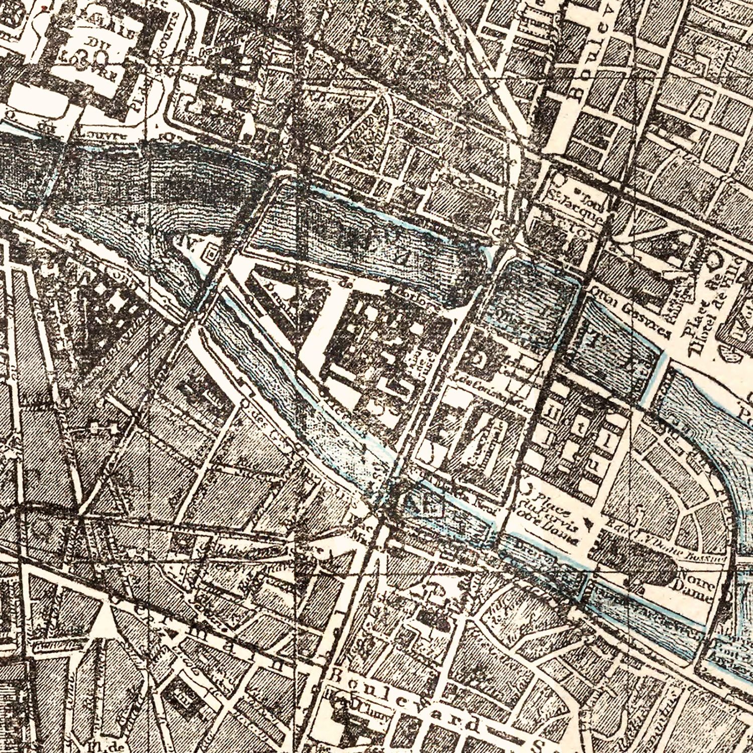 Vintage Map of Paris, France 1893