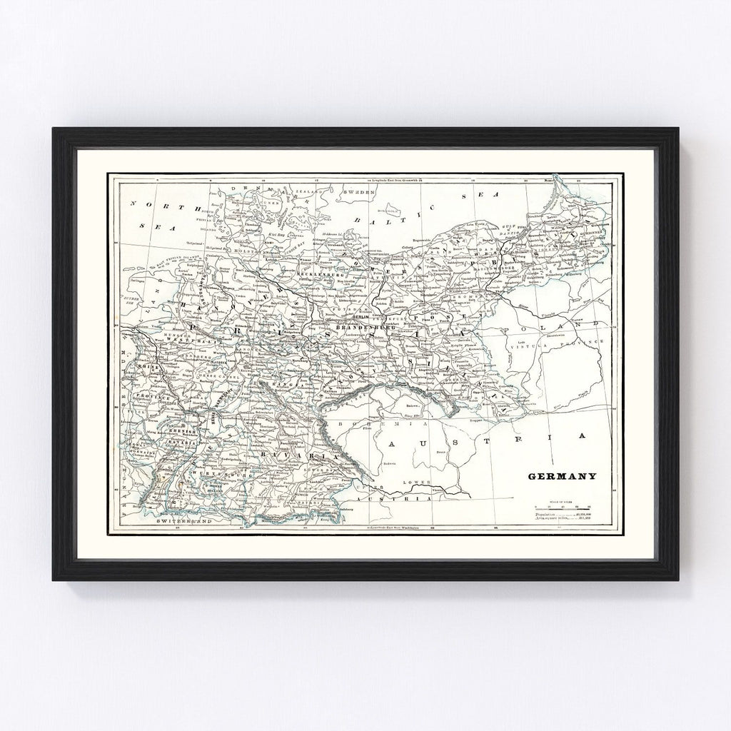 Vintage Map of Germany 1893