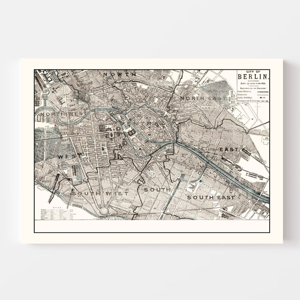 Vintage Map of Berlin, Germany 1893