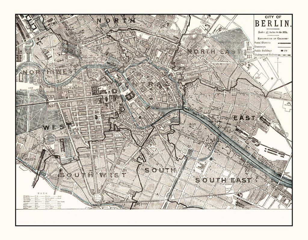 Vintage Map of Berlin, Germany 1893