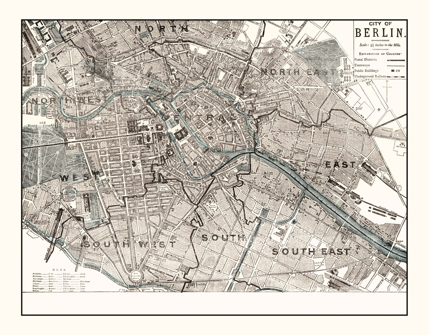 Vintage Map of Berlin, Germany 1893