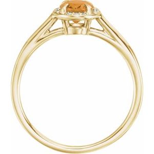 14K Yellow Gold 7x5 mm Natural Citrine & .03 CTW Natural Diamond Ring