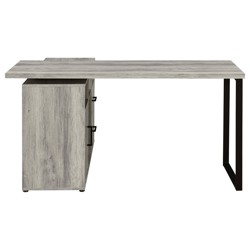 Corrado Grey Driftwood L-shape Office Desk with Storage