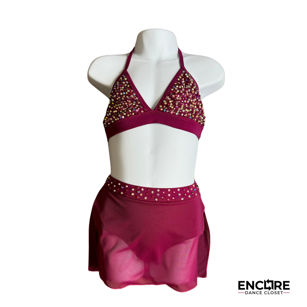 Rhinestone-Covered Purple Bikini Set