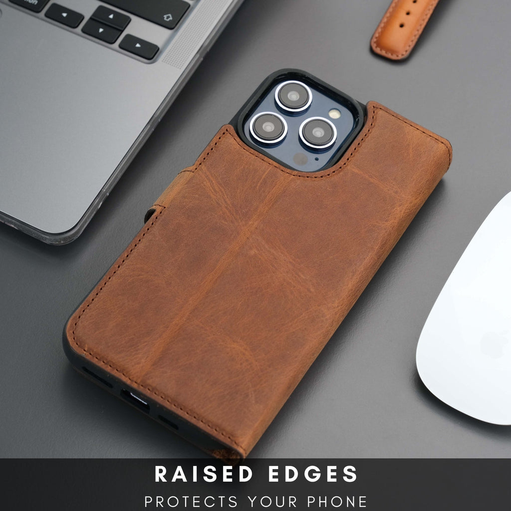 Casper Leather iPhone 15 Pro Wallet Case | Detachable MagSafe Compatible RFID Protection