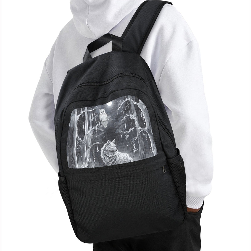 Wolf in Moonlit Forest Casual Backpack | Upper Part Printing