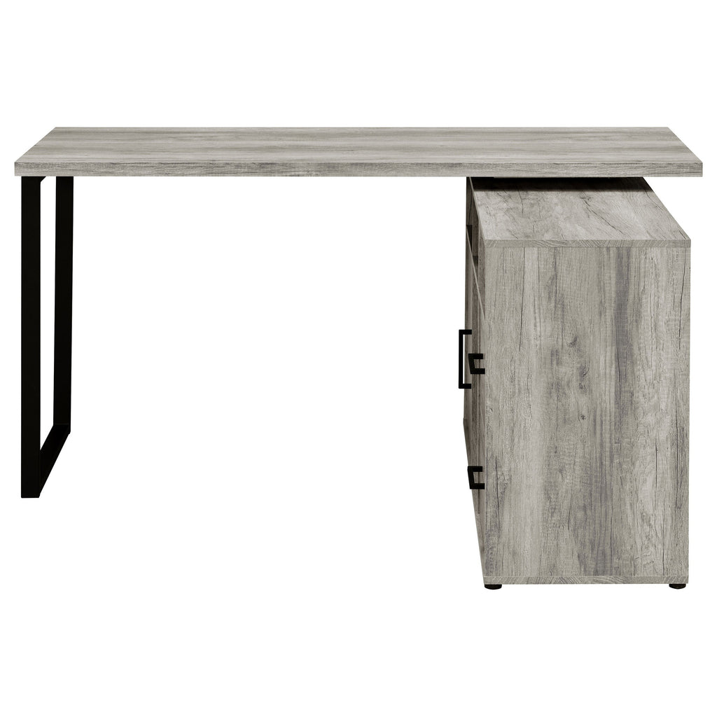 Corrado Grey Driftwood L-shape Office Desk with Storage