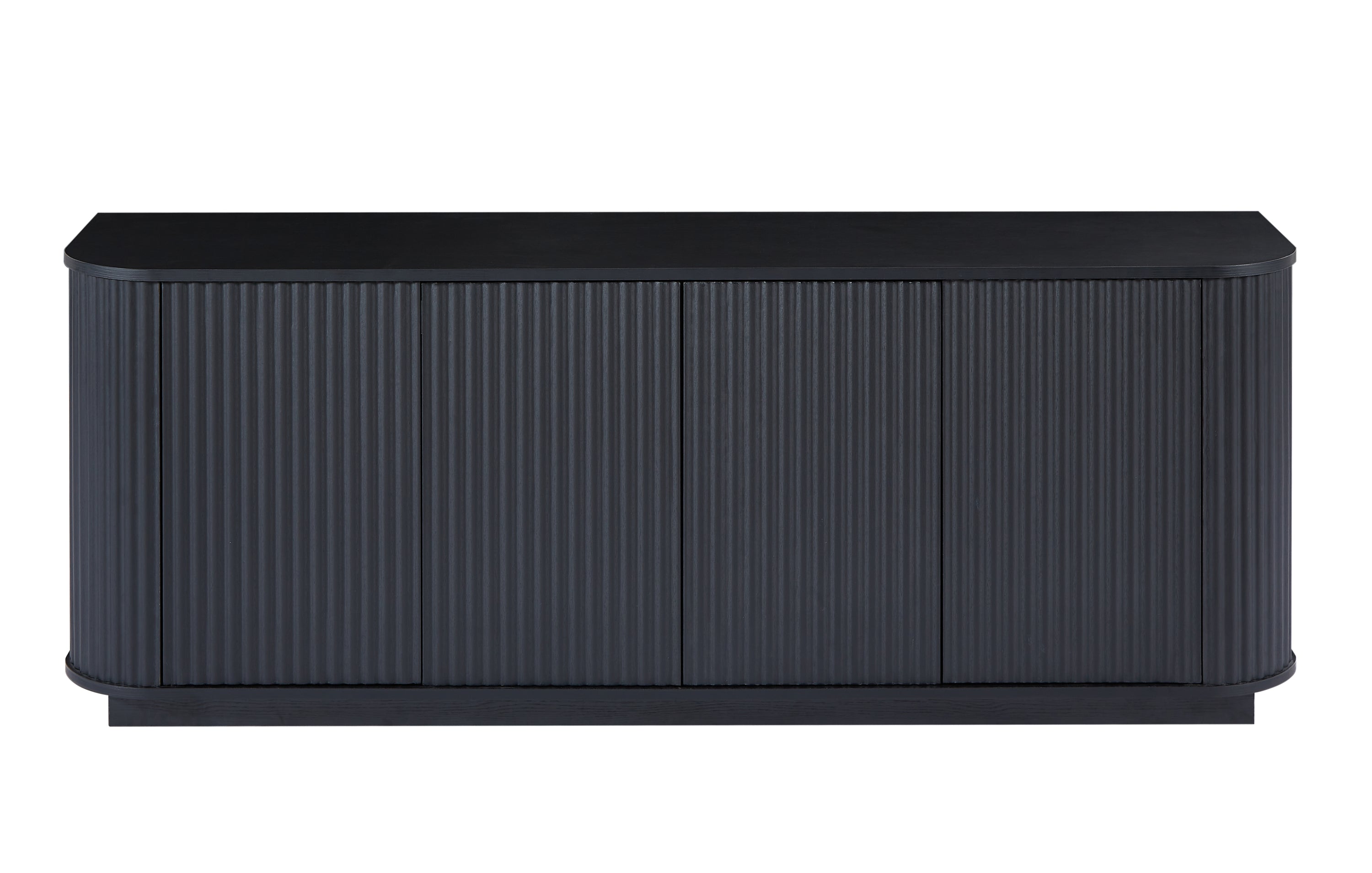 Sideboard Storage Cabinet TV Stand with wave pattern Buffet Cabinet Wooden Vertical Striped Cabinet for Kitchen/Bedroom/Entryway. Black, 64''W x 15''D x 24''H.