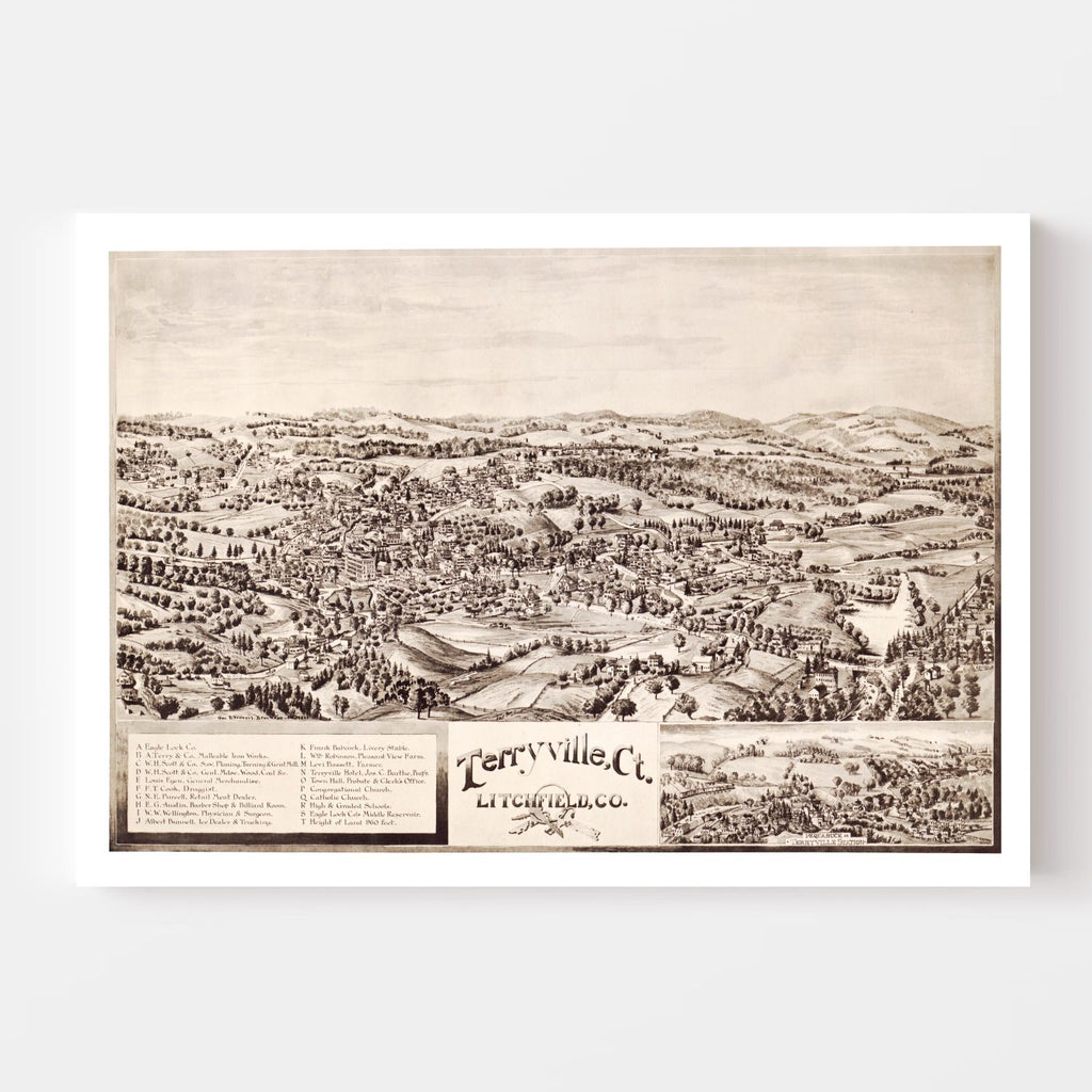 Vintage Map of Terryville, Connecticut 1894