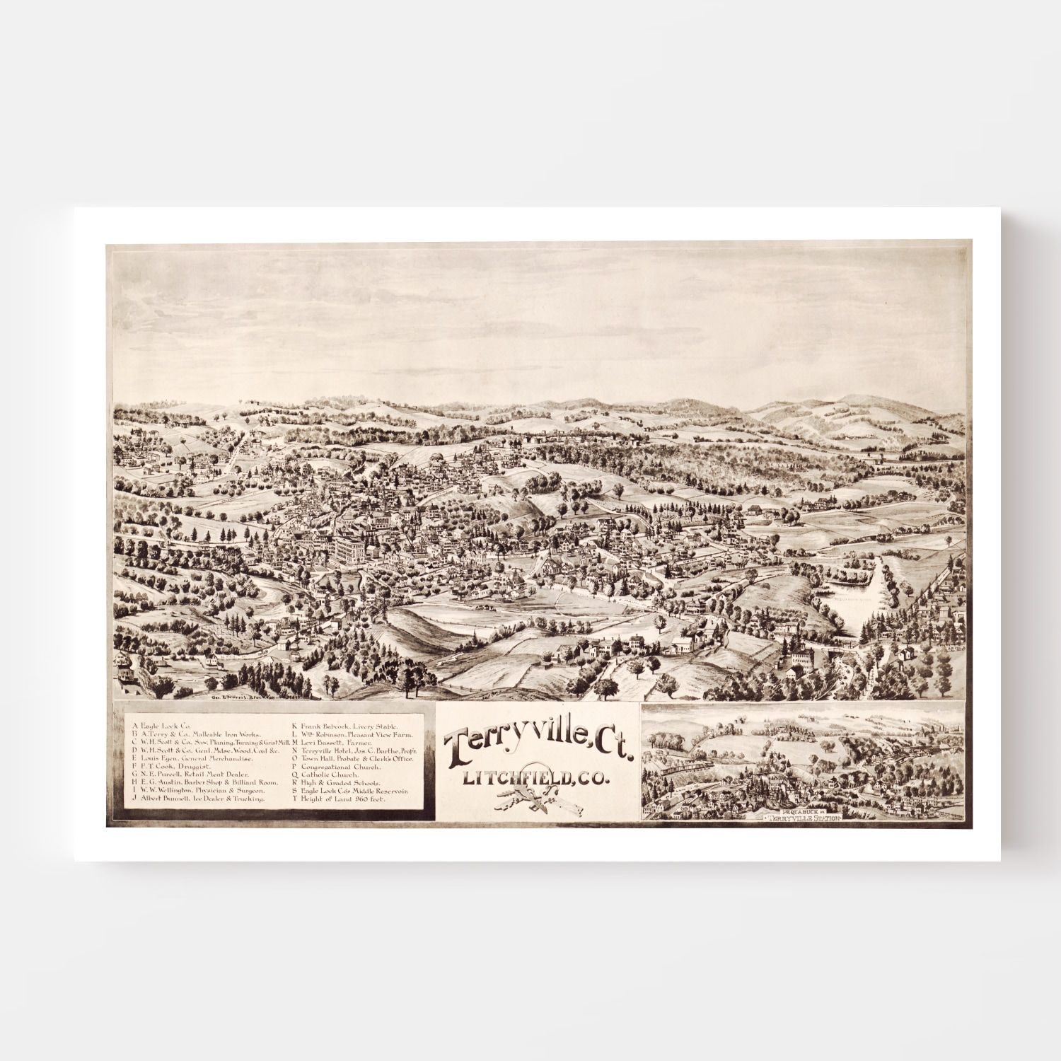 Vintage Map of Terryville, Connecticut 1894