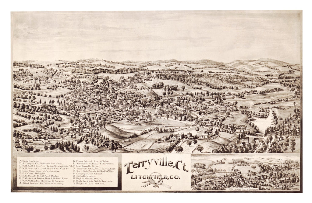 Vintage Map of Terryville, Connecticut 1894