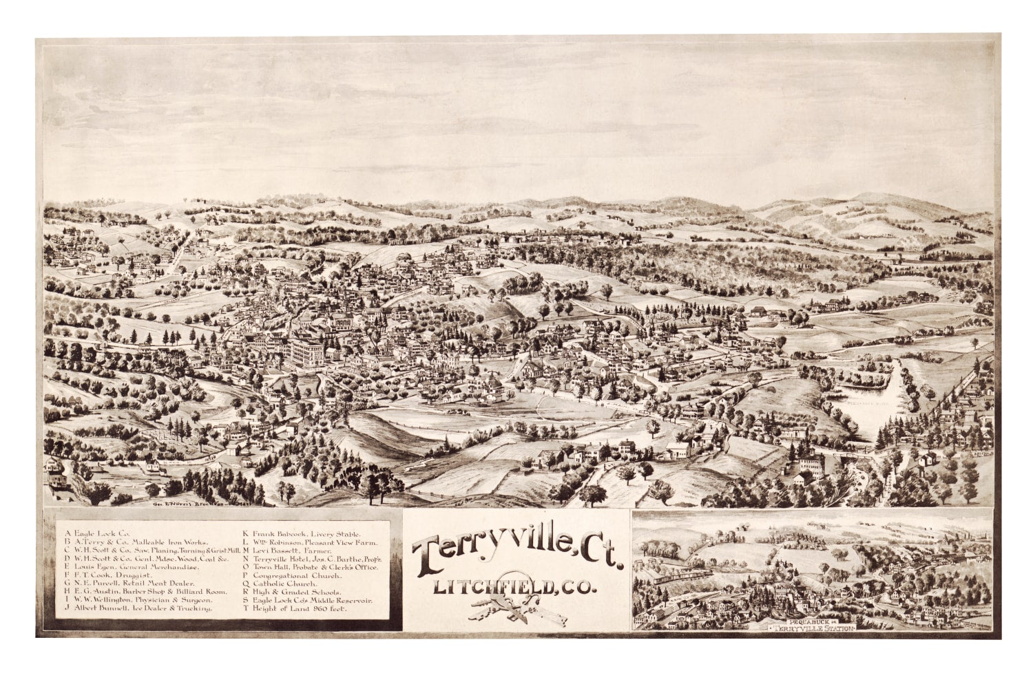 Vintage Map of Terryville, Connecticut 1894