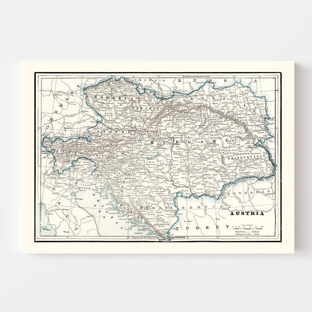 Vintage Map of Austria 1893