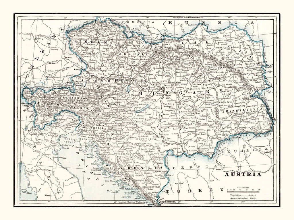 Vintage Map of Austria 1893