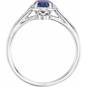 14K White Gold 7x5 mm Lab-Grown Alexandrite & .03 CTW Natural Diamond Ring