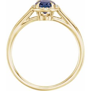 14K Yellow Gold 7x5 mm Lab-Grown Alexandrite & .03 CTW Natural Diamond Ring