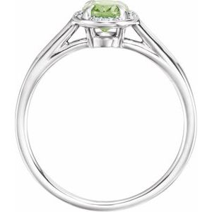 14K White Gold 7x5 mm Natural Peridot & .03 CTW Natural Diamond Ring