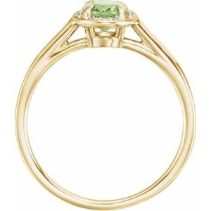 14K Yellow Gold 7x5 mm Natural Peridot & .03 CTW Natural Diamond Ring