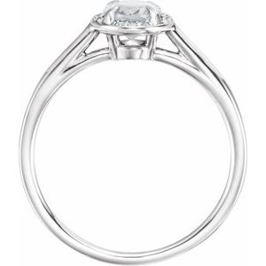 14K White Gold 7x5 mm Natural White Topaz & .03 CTW Natural Diamond Ring