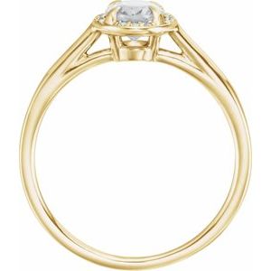 14K Yellow Gold 7x5 mm Natural White Topaz & .03 CTW Natural Diamond Ring