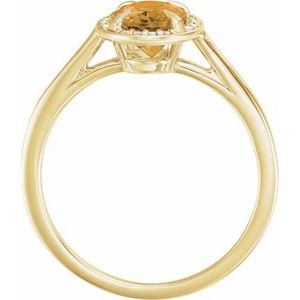 14K Yellow Gold 8x6 mm Natural Citrine & .04 CTW Natural Diamond Ring