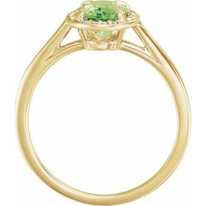 14K Yellow Gold 8x6 mm Natural Peridot & .04 CTW Natural Diamond Ring