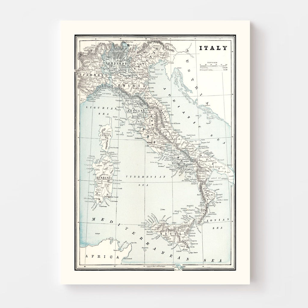 Vintage Map of Italy 1893