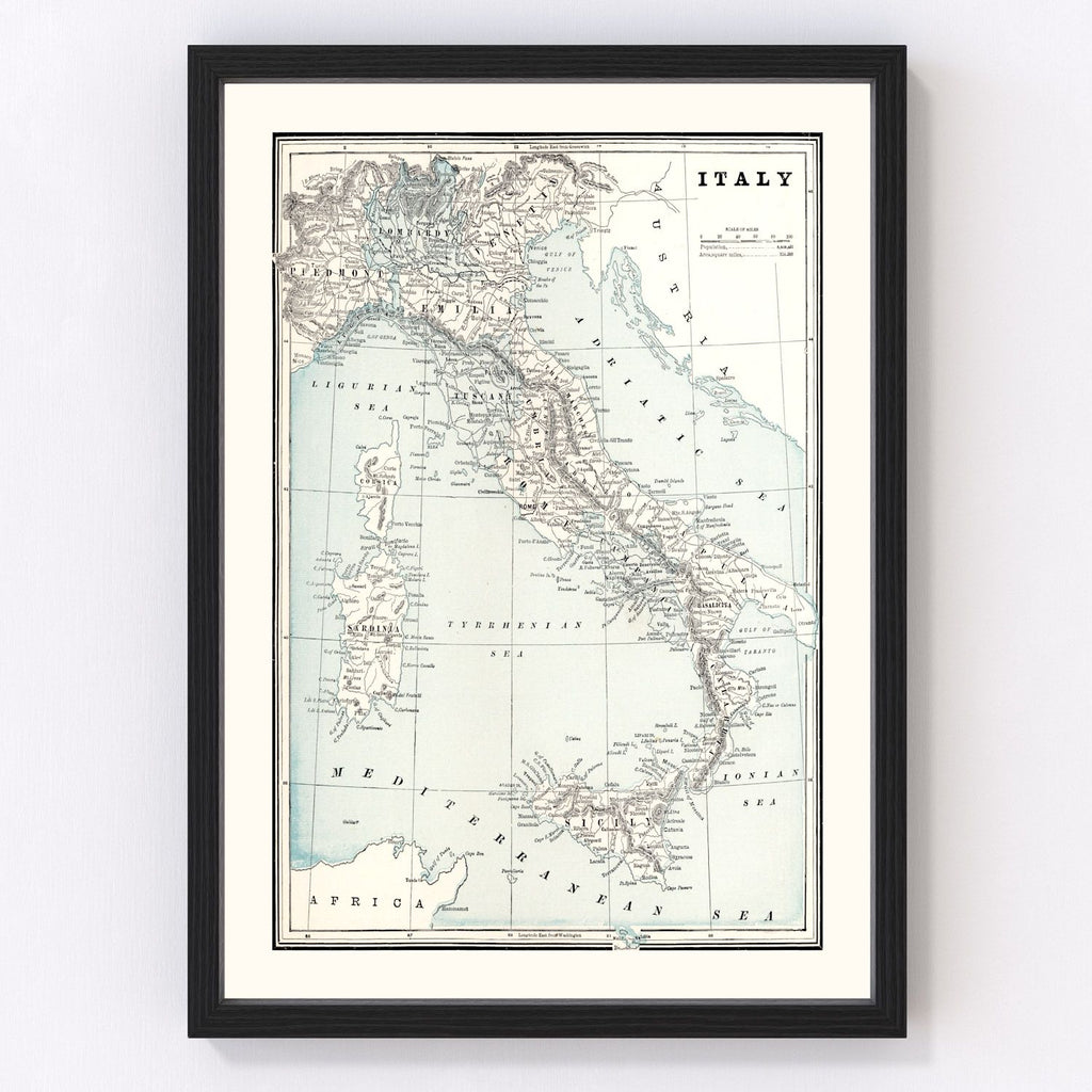 Vintage Map of Italy 1893