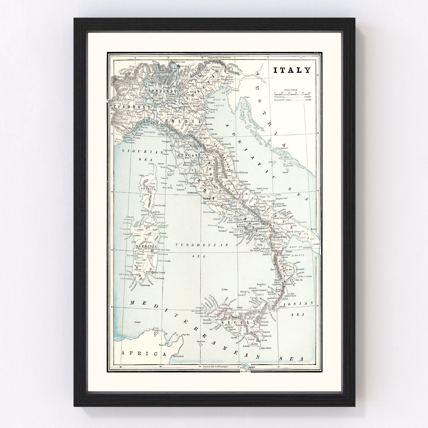 Vintage Map of Italy 1893