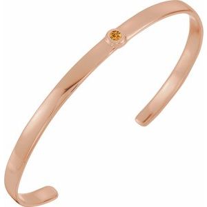 14K Rose Gold Natural Citrine Cuff 6" Bracelet